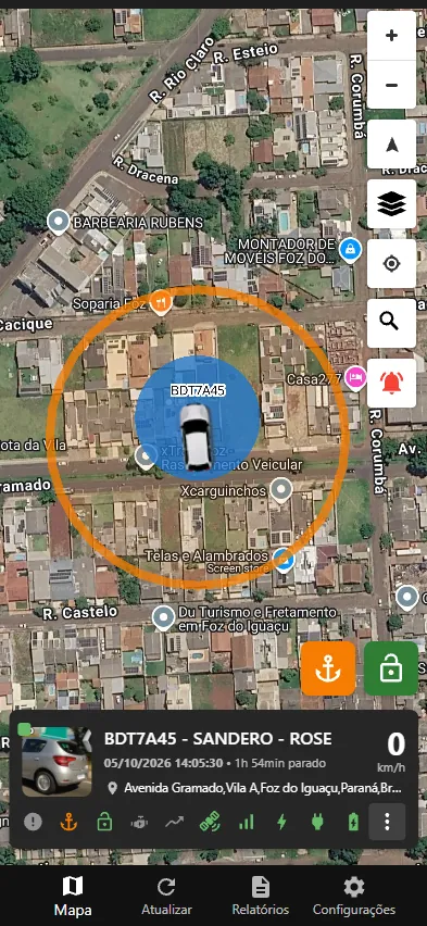 Aplicativo xTrackFoz: Âncora antifurto