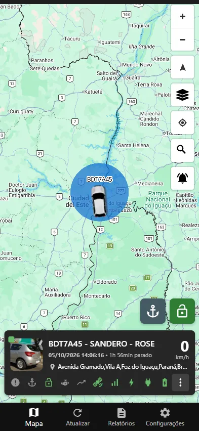 Aplicativo xTrackFoz: Mapa ao vivo