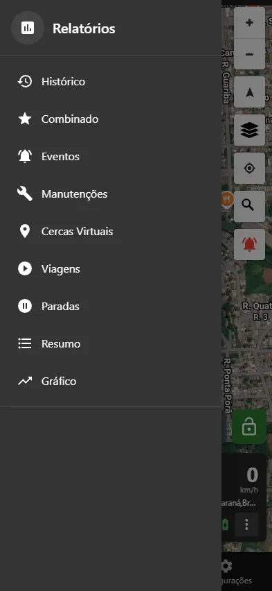 Aplicativo xTrackFoz: Relatórios